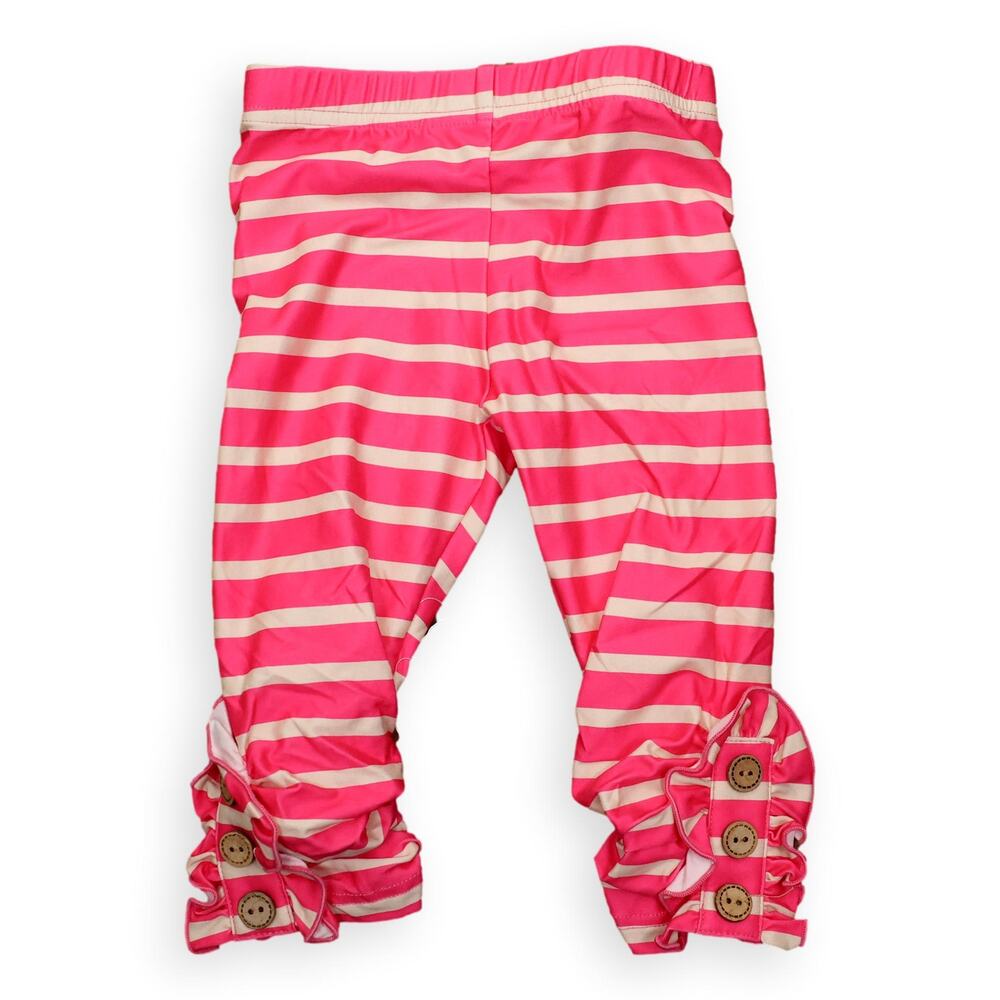 Cheeky Plum Pink Stripes Side Ruffle Legging 12-18 mos NWT